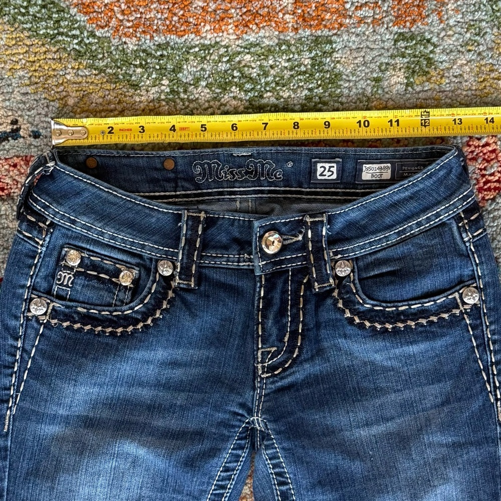 Miss Me Rhinestone Flap Pocket Embroidered Bootcut Jeans - Picture 9 of 12